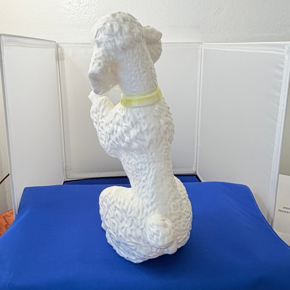 Vintage TALL White Ceramic Poodle Figurine Dog Japan Mid Century 10.5 Inch 2527 - Picture 8 of 11